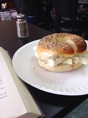 Everything bagel with egg whites and cheese from Bagel Basket :)