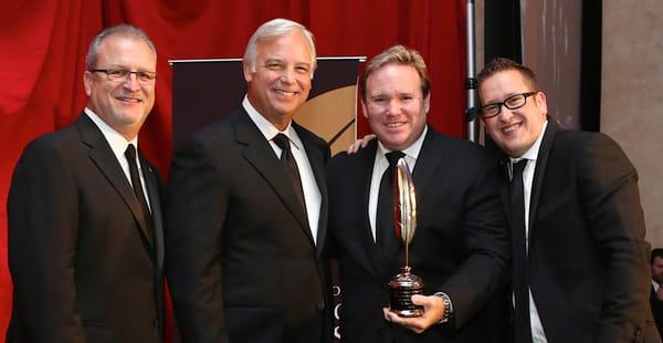 Master Schill receiving his Quilly Award from the National Academy of Best Sellers with co author Jack Canfield