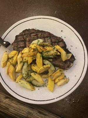 Ribeye and summer squash