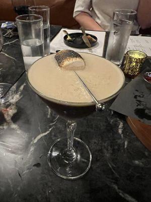 Espresso martini with a vegan marshmallow, SOOOOO GOOD