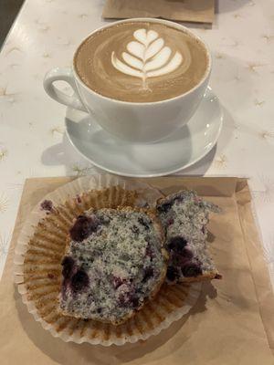 Blueberry Muffin and large Mocha