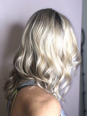 Bright, platinum blonde done by stylist: Katie