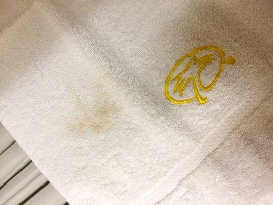 Brown/orange spots on the "clean" towel they gave me... (Not from me; I don't wear makeup when I go)