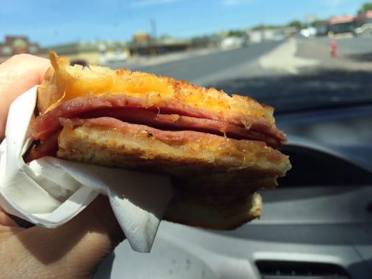 Grilled Ham & Cheese for the road.