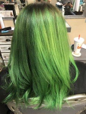 Two toned green, half and half