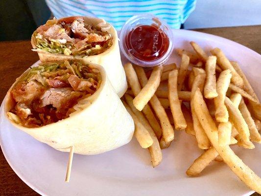 Chicken wrap with fries