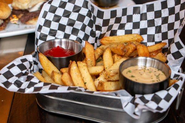 Frites Street Fries - the best fry you'll ever taste, brown butter, salt + pepper, lemon garlic aioli