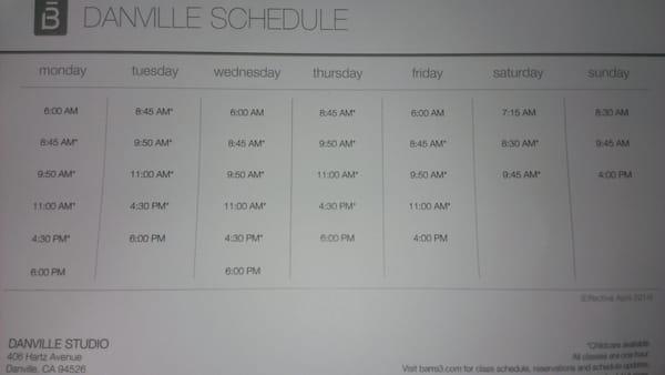 Danville Weekly Schedule