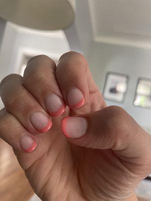 SNS with gel hand painted tips