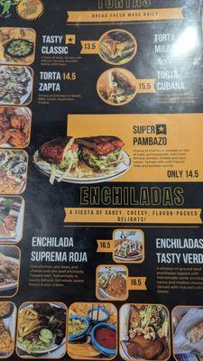 Enchilada Suprema Roja clearly $16.50 on menu but was charged $17.50 on receipt.