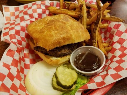 Western burger and fries.