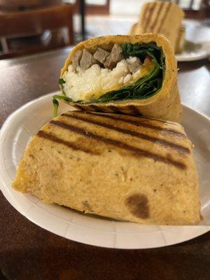 Chicken Sausage, Egg & Cheddar Breakfast Wrap