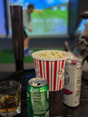 Drinks and (delicious) popcorn