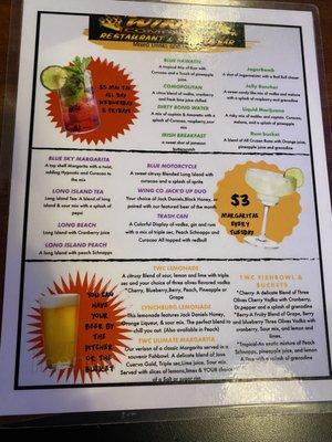 Drink menu