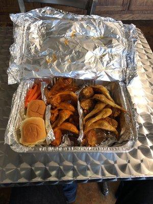 Left to right. Honey spice and season wings. Delicious a must try.