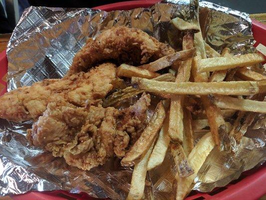 Chicken strips with homemade French fries