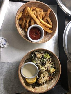 Room service-order of fresh fries & brussel sprouts