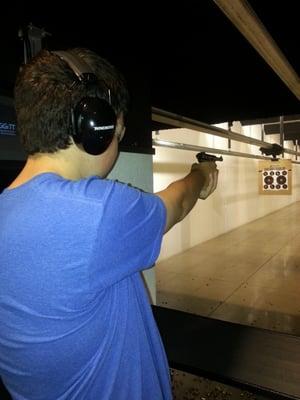 Tim  Snelling  from  Gainesville, Ga  firing  a firearm  for  the  first  time. Congratulations  Tim