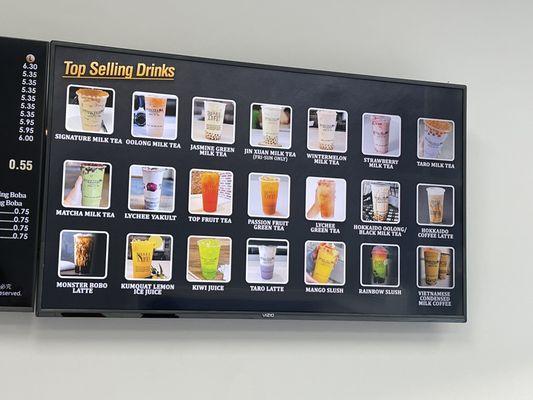 Best selling drinks