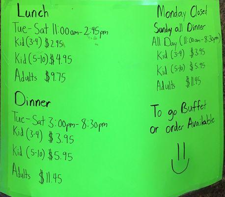 Hand written menu