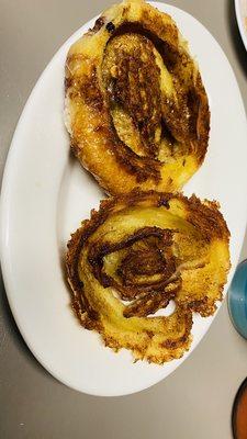 Grilled Cinnamon Roll - cut in half & browned up