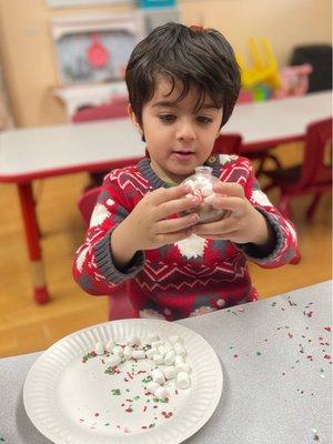 We are making Christmas decorations