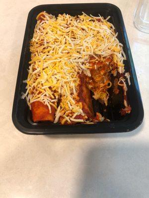 Only three enchiladas. They used to stuff five in here, then it became four, now it's three.