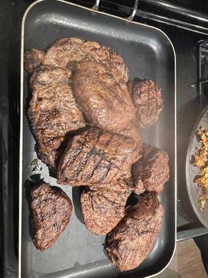 Perfectly cooked steaks