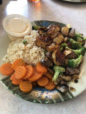 Teriyaki steak and scallops