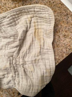 rag turned yellow from cigarette smoke leaking in