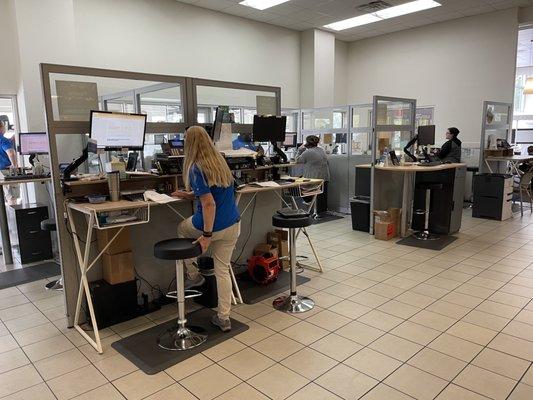 Service area open desks