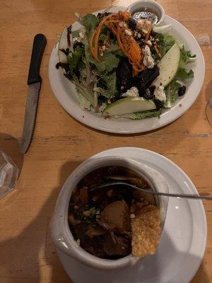 Tasty apple salad and hearty soup