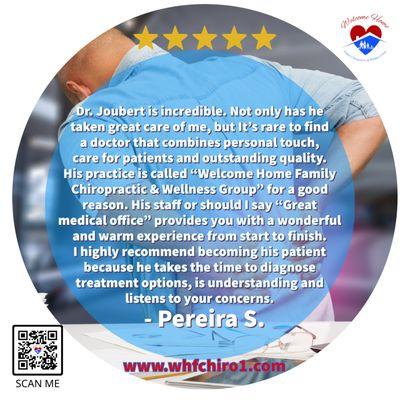 Testimonial Friday-  Lower back pain Saving lives one patient at a time.