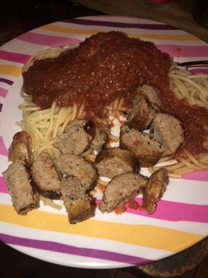 Sweet Italian sausage and pasta sauce