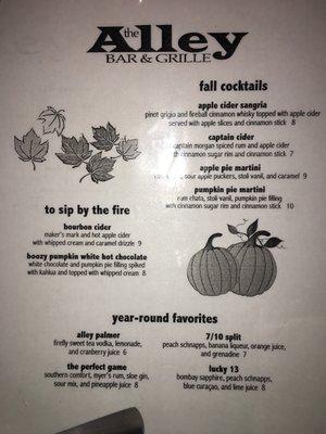 The fall Cocktail menu is awesome!