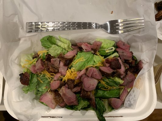 This is an $18 garden salad with 3 ingredients.  I used a fork to reference size.