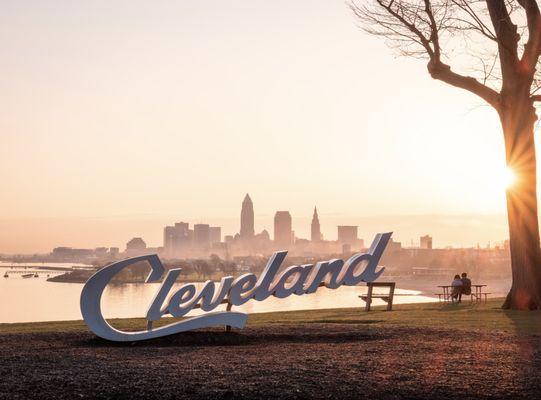 Beautiful image of downtown Cleveland as seen from Edgewater Park