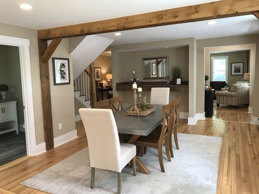 Beautiful dining room of a staged home in North Yarmouth.