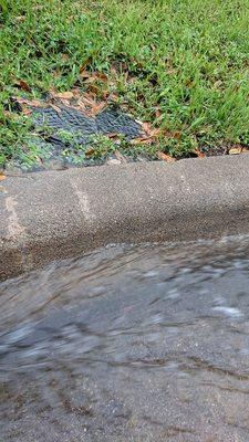 curb is not cored, so water just fills up