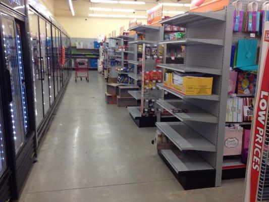 Empty shelves all over the store.