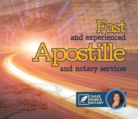 Eden Chase of Chase Mobile Notary is fast and accurate with Apostille and notary documents arriving on time or early.