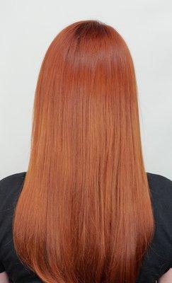 Bright copper orange red color