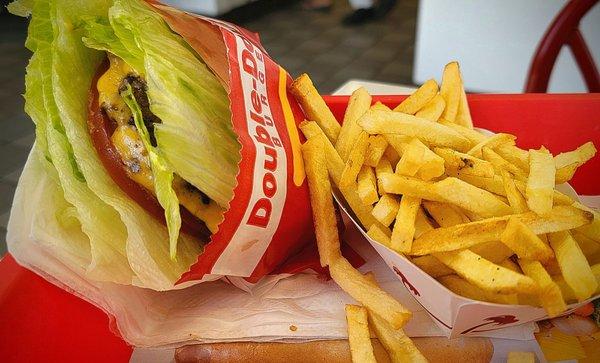 In N Out Burger Double Double Protein Style and Famous Fries!