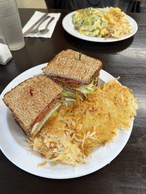 Turkey club and hash browns