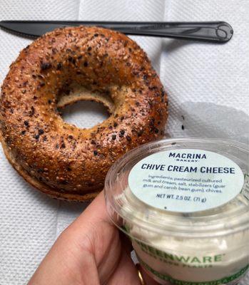 Everything bagel and chive cream cheese