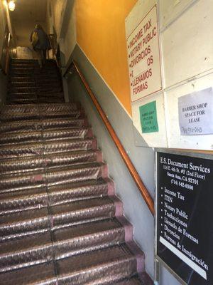 Staircase to the office which is to the right.