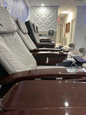 Comfortable pedicure chairs.