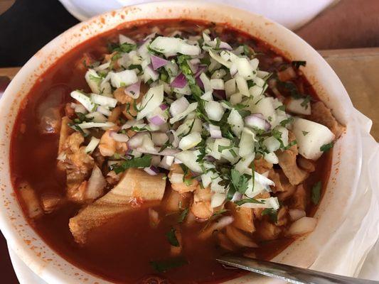 Menudo with the extras added on