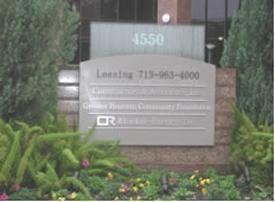 Sign near the front of the building.