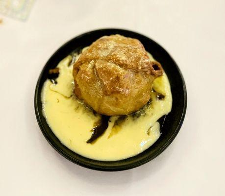 baked apple with creme anglaise